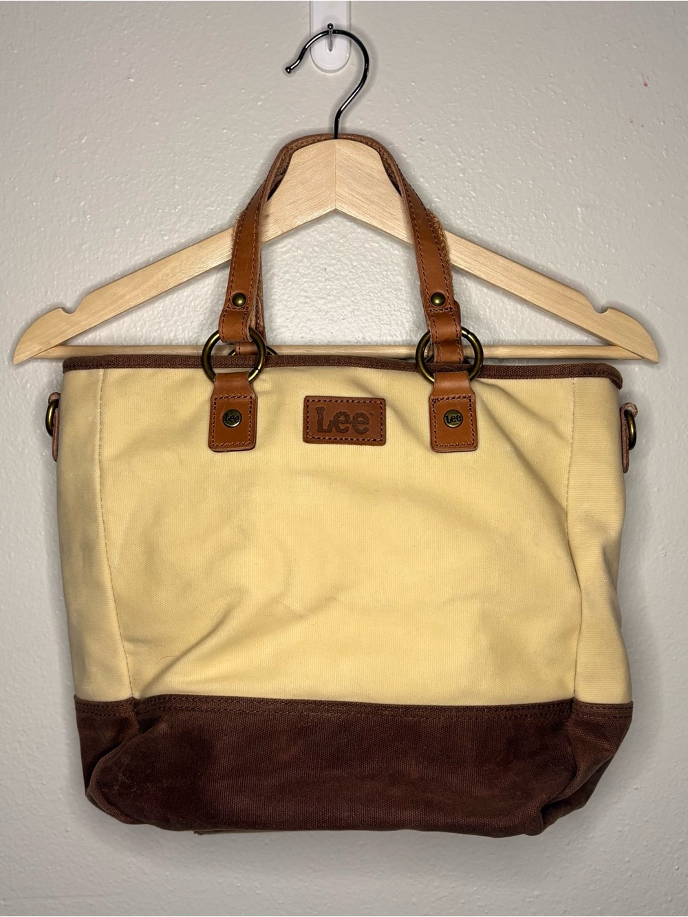 Lee Canvas Tote Bag in Cream and Brown